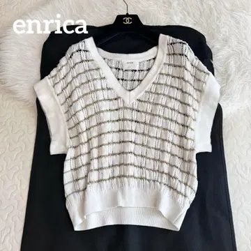 [새상품급] enrica 엔리카 라메 보더 풀오버