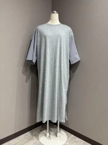 그레이 반팔 롱 티셔츠 원피스