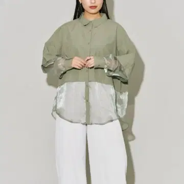 terrace 테라스 시어 샤이니 헴 나일론 셔츠