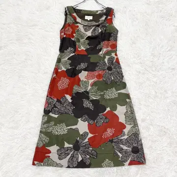 새상품급 LAURA ASHLEY 꽃무늬 원피스 린넨 블렌드 올 패턴 7호