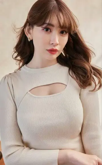 Her lip to 베이지 컷 아웃 스웨터 M 사이즈