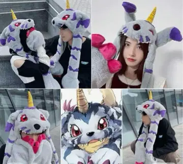 디지몬 가브몬 모자 머플러 코스프레 모자