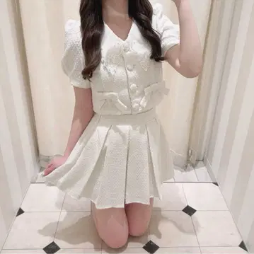 evelyn 에블린 옷깃 비쥬 트위드 세트 셋업 화이트