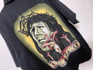 Cruizin Low Jesus Christ 버튼 업 크로스 셔츠