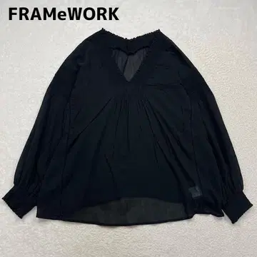 FRAMeWORK 쉬폰 V넥 풀오버 블라우스 셔츠 자수 밴딩