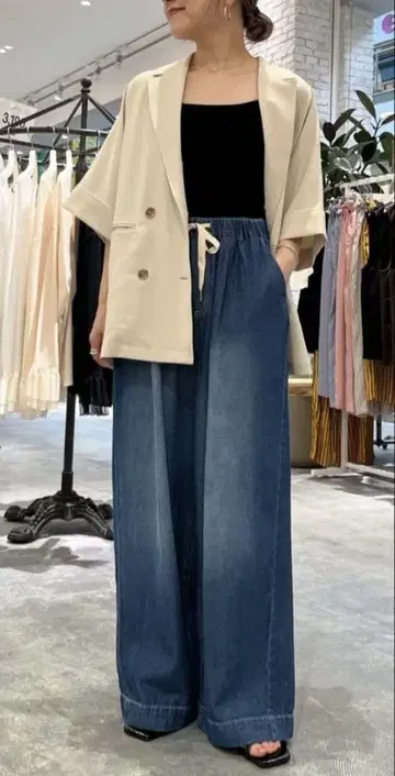 미사용 새상품 차오패닉 티피 여름에도 시원한 부드러운 와이드 이지 데님
