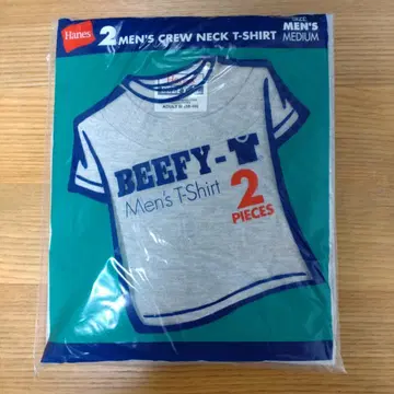 Hanes BEEFY-T 남성용 티셔츠 M 2장 세트 그레이 구형 택