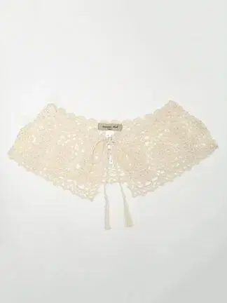 새상품 사만사 모스모스 손뜨개질 레이스 카라 아이보리