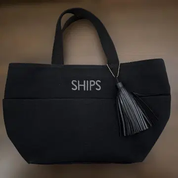 SHIPS 블랙 토트백 태슬, 내부 파우치 포함