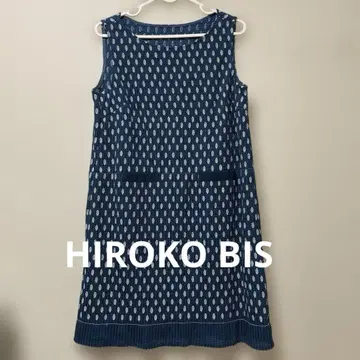 HIROKO BIS 네이비 도트 무늬 슬리브리스 원피스
