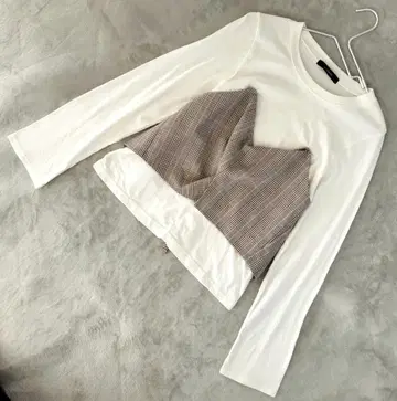 w closet 뷔스티에 탑 긴팔 화이트 글렌체크 사이즈 M