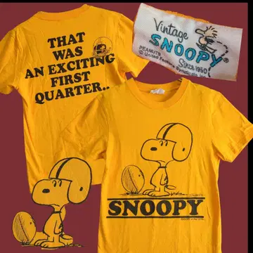 스누피/70년대 복각 디자인/티셔츠/럭비/XS/snoopy/옐로우 컬러