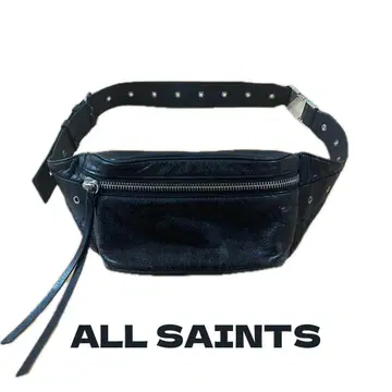 ALL SAINTS 블랙 가죽 바디백