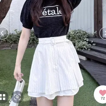 ROYAL PARTY 스트라이프 미니 스커트 화이트