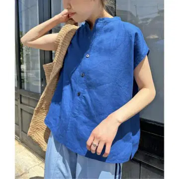 Spick and Span TICCA 린넨 프렌치 셔츠 블루 티카
