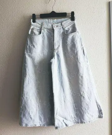 스텔라 맥카트니 라이트 블루 와이드 레그 데님 팬츠
