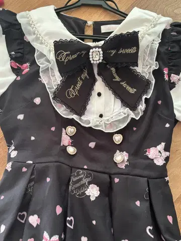 LIZLISA afternoontea 패턴 셋업 블랙 반팔