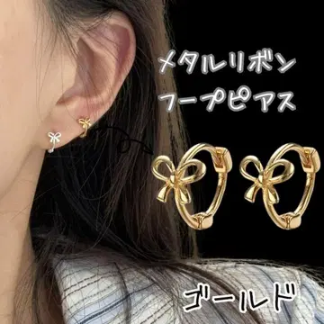 골드 리본 후프 귀걸이