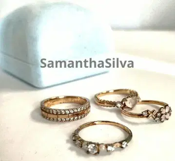 SamanthaSilva 반지 4연속 SV 색석 큐빅