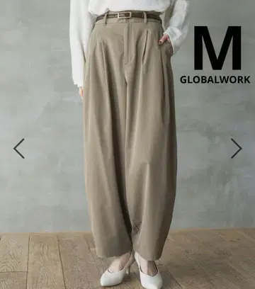 새상품 글로벌 워크 이지케어 치노 코쿤 와이드 팬츠 올리브 M