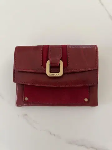 JIMMY CHOO 가죽 접이식 지갑 레드 미니 지갑