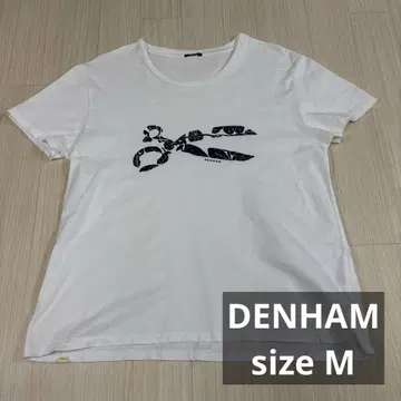DENHAM 가위 프린트 티셔츠 화이트 나뭇잎 패턴