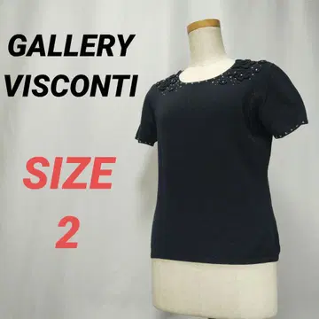 GALLERY VISCONTI 갤러리 비스콘티 티셔츠 꽃 장식 블랙