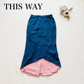 THIS WAY 랩 스타일 스커트 (M) 피쉬 테일 깅엄 체크