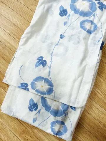 파란 꽃무늬 유카타 100% 면