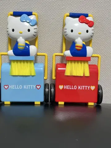 헬로키티 쓰레받기 & 빗자루 세트 2002년 제작 레어 빨간색 스카이블루
