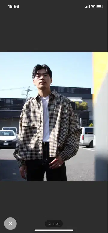 JieDa 오버 사이즈 체크 자켓