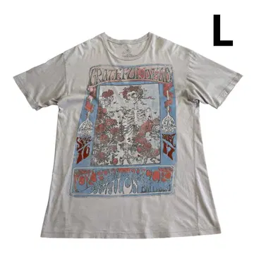 Grateful Dead 티셔츠 L 라이트 그레이 스컬 장미