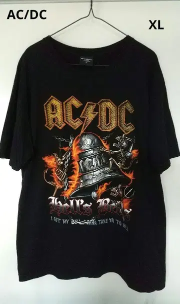 AC/DC/Hells Bells/그래픽 티셔츠/XL 사이즈/블랙/