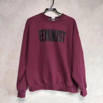 Y2K 페미니스트 와인 레드 맨투맨 트레이닝복 L 사이즈 메시지