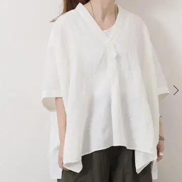 린넨 와셔 V넥 셔츠 - journal standard luxe