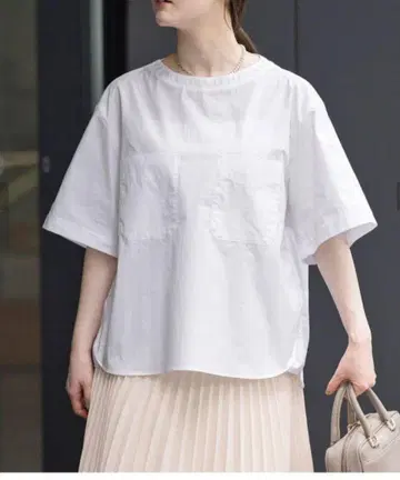 택 포함 새상품 IENA 화이트 포켓 부착 반팔 블라우스