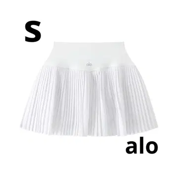 ALO Yoga 테니스 스타일 퍼프 플리츠 숏 스커트 화이트 S