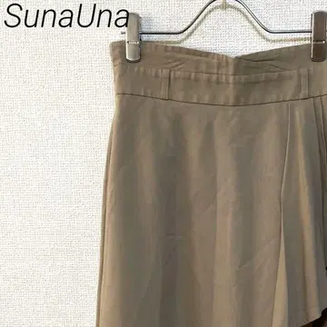 SunaUna 롱 스커트 랩 스커트 스타일 플레어 허리 밴딩 심플