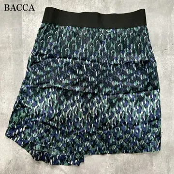 Bacca [M] 미니 스커트 비대칭 그래프 올 패턴 최고급 실크 100