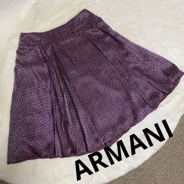 ARMANI 아르마니 플레어 스커트 42 퍼플 플리츠 실크
