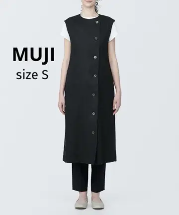 무인양품 MUJI 여성용 헴프 혼방 스트레치 베스트 원피스 블랙 S
