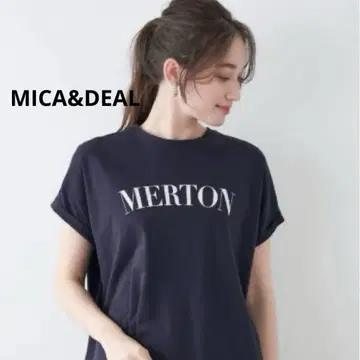 새상품급 운모 앤 딜 MERTON 로고 반팔 티셔츠 네이비