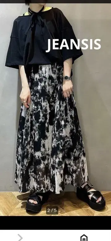 JEANSIS 지나시스 카스레가라요류 플레어 스커트 F 블랙