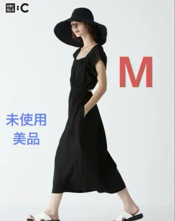 새상품급! 유니클로 시 개더 백 오픈 원피스 블랙 M