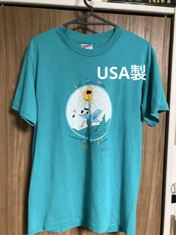 USA제! 싱글 스티치 Hanes M 사이즈 터콰이즈 티셔츠 1993년