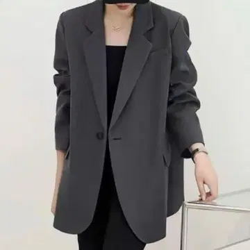 LADY LIKE 1개의 버튼이 달린 넉넉한 테일러 자켓: 다크 그레이