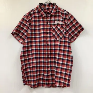 USED 구제 의류 Budweiser 반팔 셔츠 체크 셔츠 자수 기업