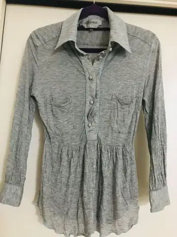 SPORTMAX 그레이 긴팔 피케 셔츠