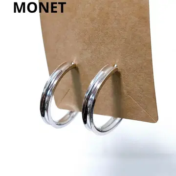 새상품급 MONET 후프 귀걸이 빅 사이즈 실버 도금 빈티지