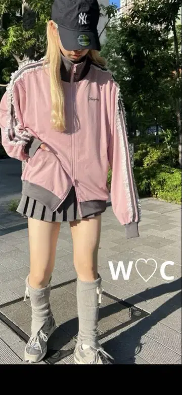 WC 더블 시 프릴 레이스 라인 저지 F 핑크